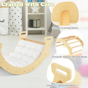 Kids Climber Arch Rocker with Cushion, 4-In-1 Convertible Wooden Arch Climbing Ladder