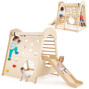 8-in-1 Indoor Jungle Gym, Montessori Climbing Playset for Kids Aged 3+ Years Old