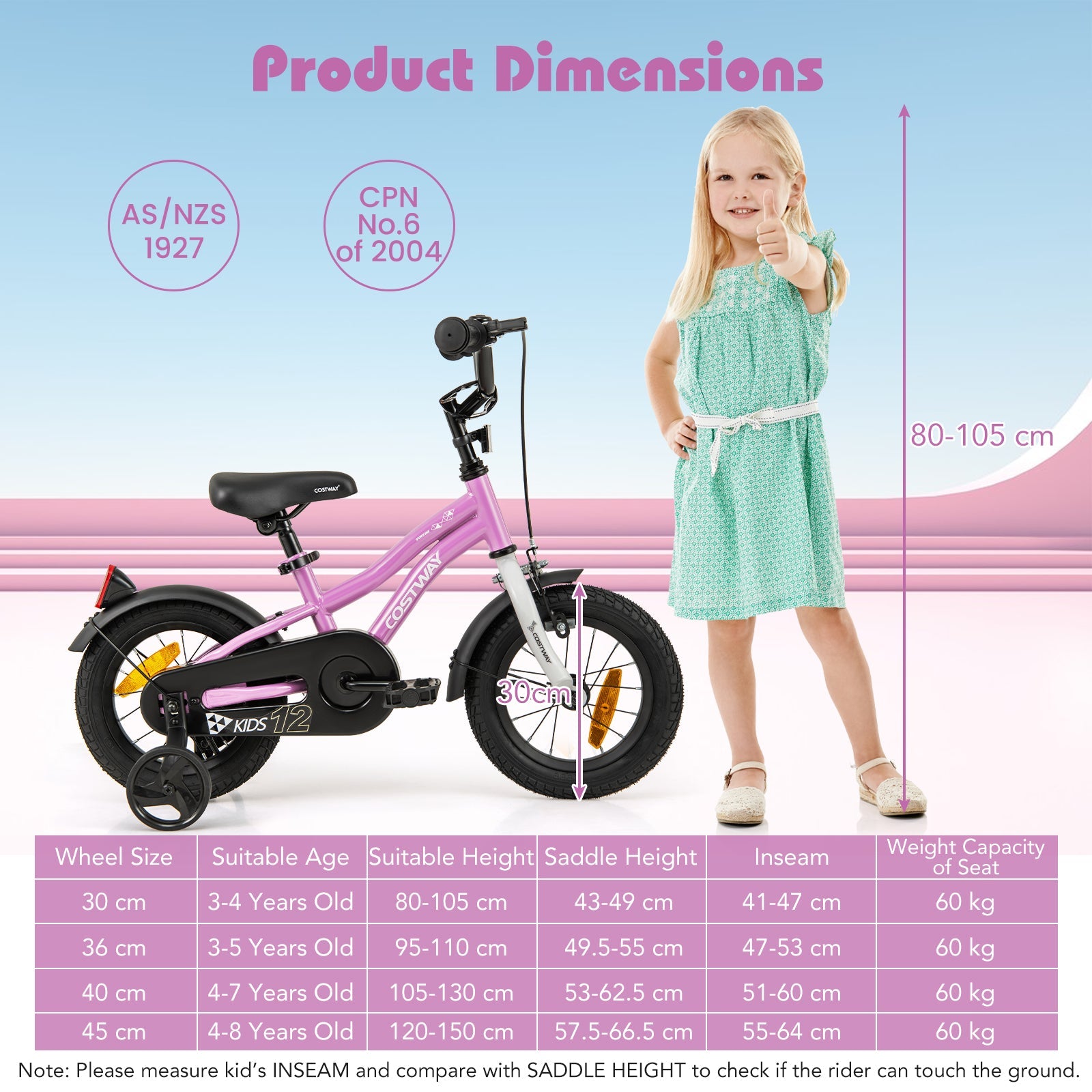 30cm Children Training Bicycle with Adjustable Seat