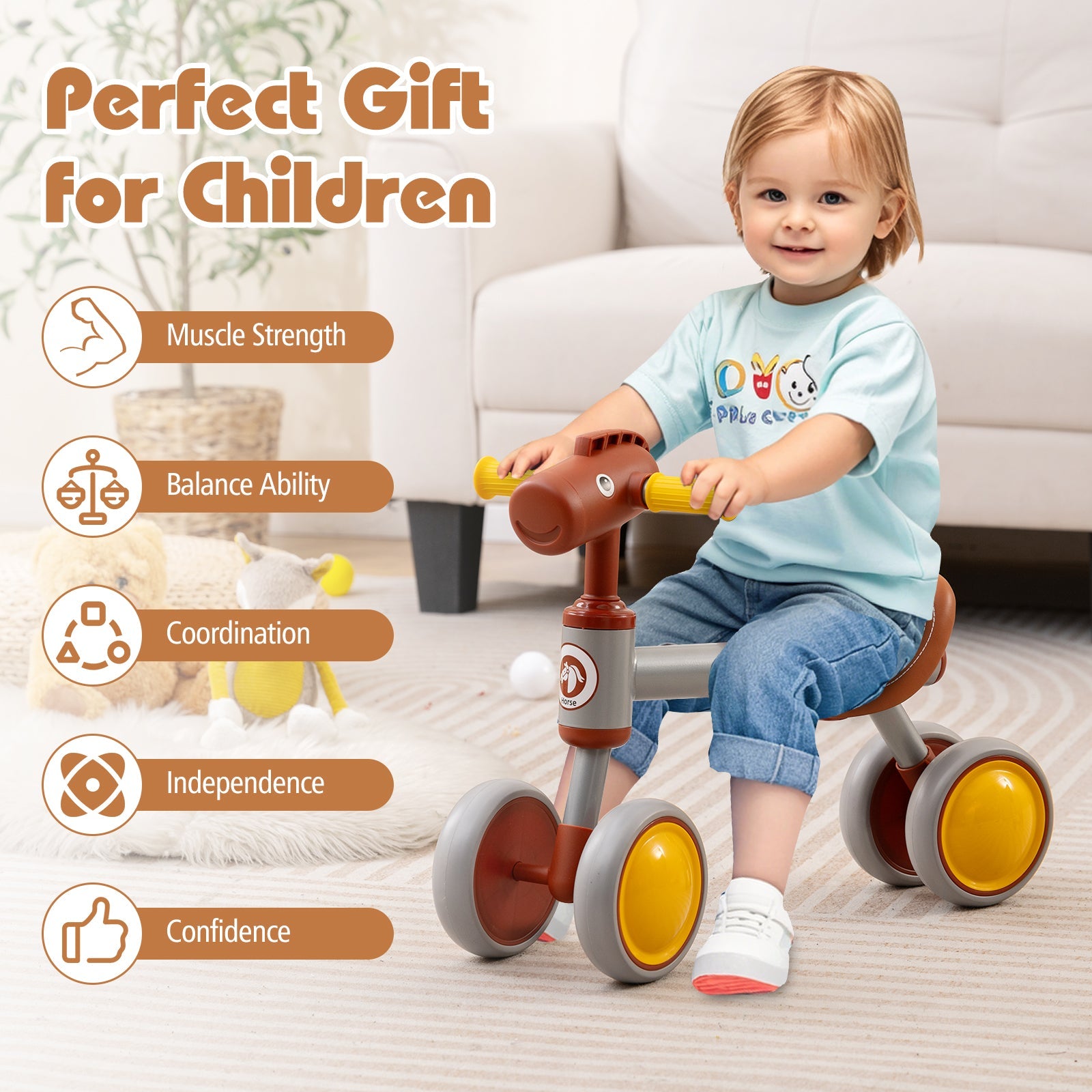 Baby Balance Bike, Toddler First Bike with PU Leather Seat and EVA Foam Wheels