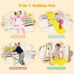 4-in-1 Indoor Jungle Gym, Montessori Wooden Climber Playset for Kids 1+ Years Old