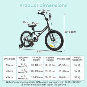 14/16/18-Inch Children Bicycle with Removable Training Wheels