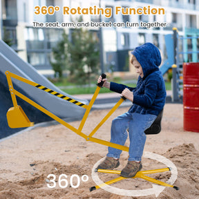 Sand Digger for Kids, Sandbox Toy Digger with 2-Handed Controls & Flexible Shovel