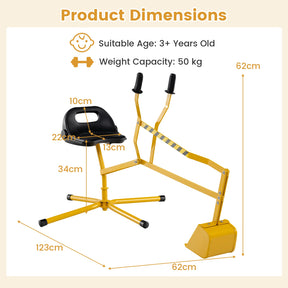 Sand Digger for Kids, Sandbox Toy Digger with 2-Handed Controls & Flexible Shovel