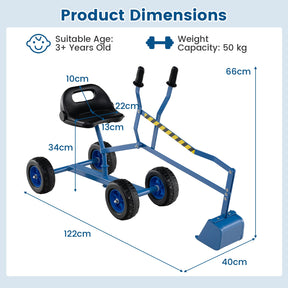 Sandbox Toy Digger w/ 360° Rotatable Function & Ergonomic Backrest