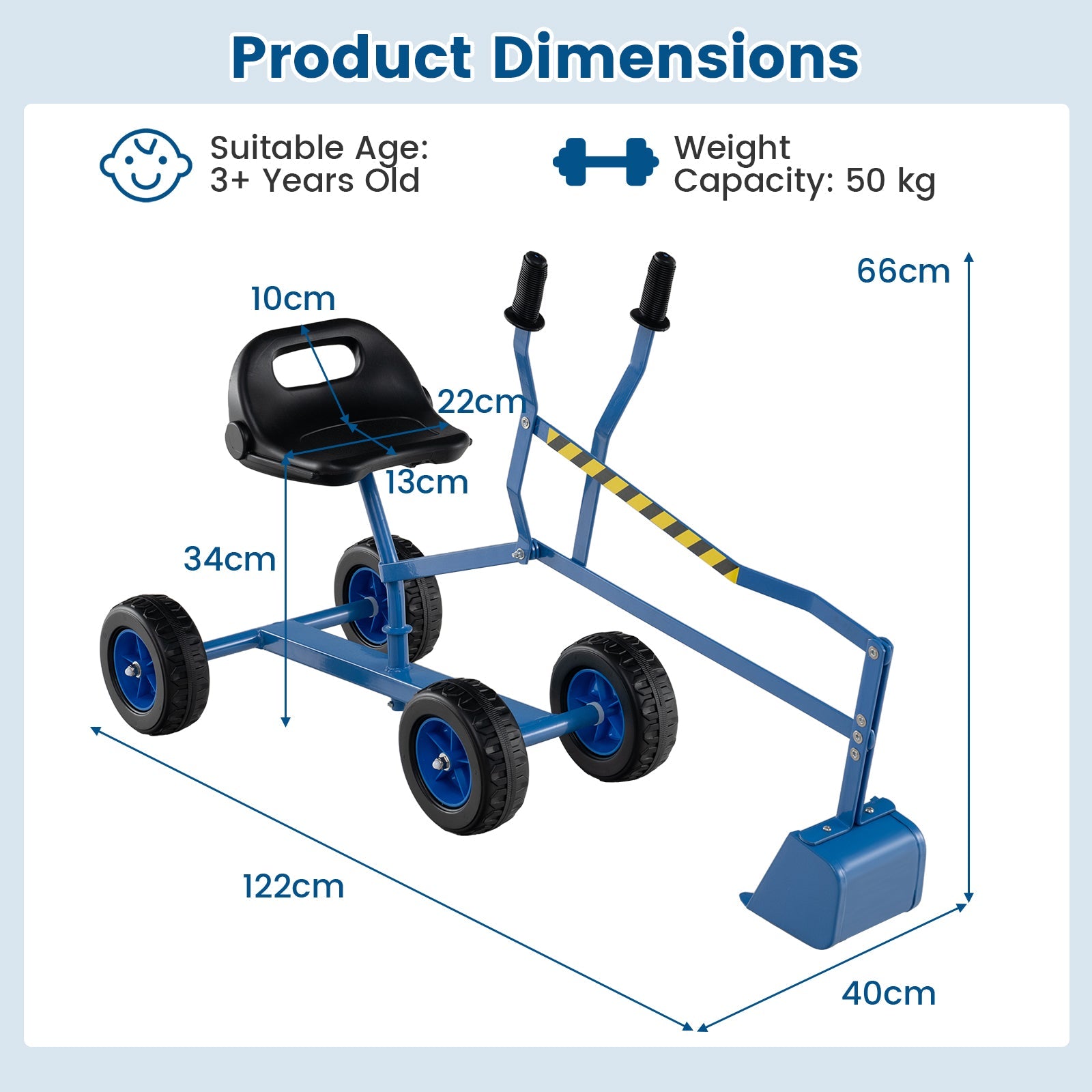 Sand Digger for Kids, Sandbox Toy Digger, Outdoor Construction Excavator for 3+ Years Old Boys and Girls