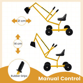 Sandbox Toy Digger w/ 2-Handed Controls & Flexible Shovel, 360° Rotatable Function & Ergonomic Backrest