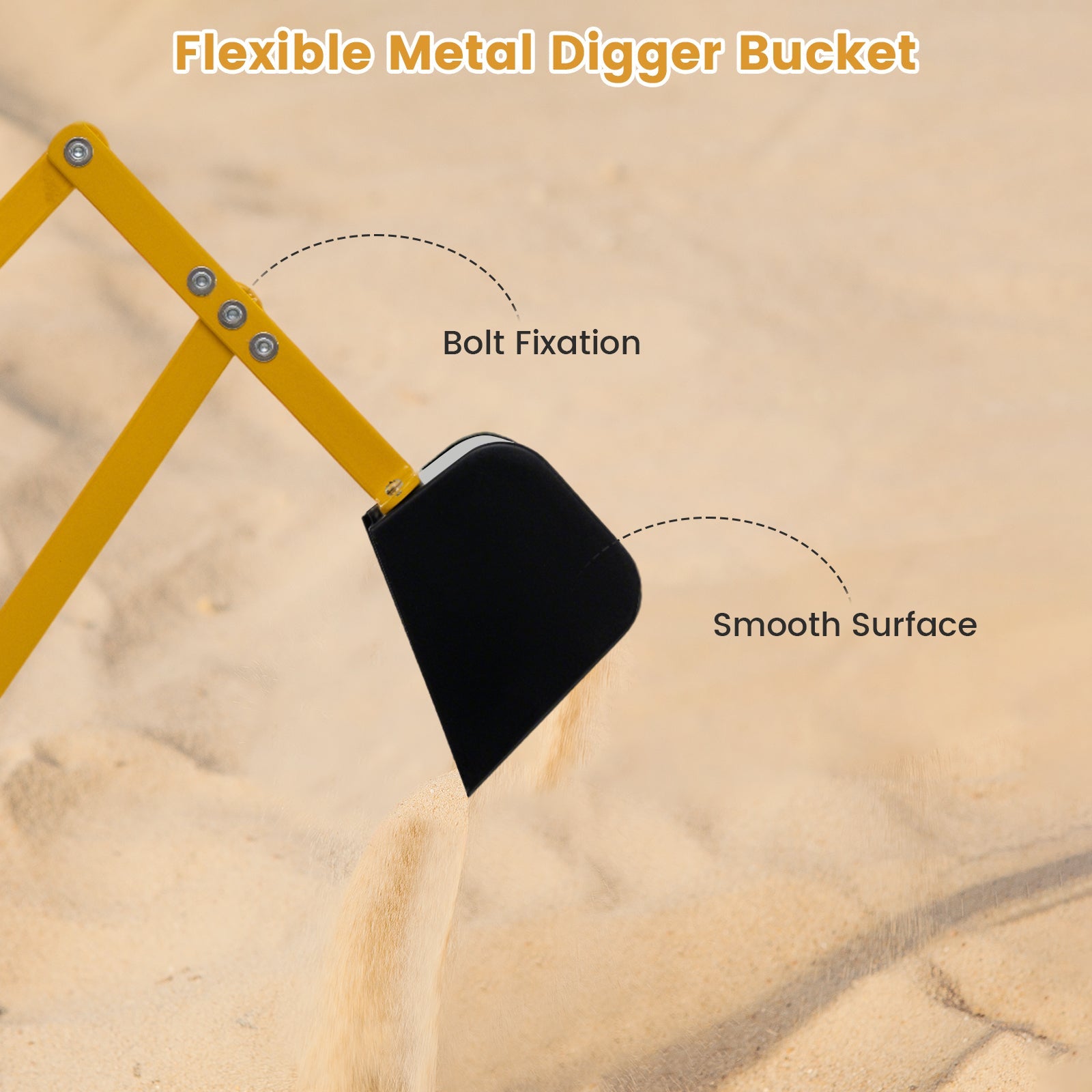 Sandbox Toy Digger w/ 2-Handed Controls & Flexible Shovel, 360° Rotatable Function & Ergonomic Backrest