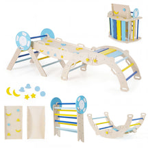 8-in-1 Colorful Montessori Climber Set, Toddler Nautical Themed Climbing Set with Ramp
