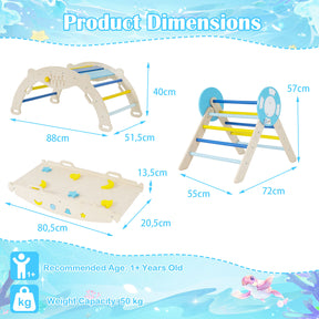 8-in-1 Colorful Montessori Climber Set, Toddler Nautical Themed Climbing Set with Ramp