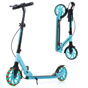 Kick Scooter for Kids Teens Adults Age 8+, Foldable Scooter w/ Large Light-up Wheels