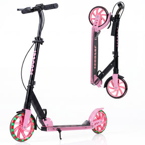 Kick Scooter for Kids Teens Adults Age 8+, Foldable Scooter w/ Large Light-up Wheels