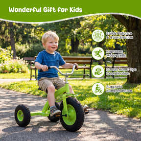 Kids Tricycle, Carbon Steel Toddler Bike Toys with 15 Inch Inflatable Rubber Tires, Adjustable Handlebar & Seat
