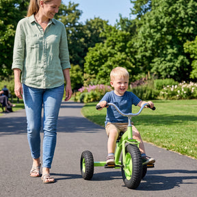 Kids Tricycle, Carbon Steel Toddler Bike Toys with 15 Inch Inflatable Rubber Tires, Adjustable Handlebar & Seat