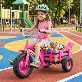 Kids Tricycle with Storage Basket, Carbon Steel Toddler Bike Toys with 15 Inch Inflatable Rubber Tires