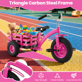 Kids Tricycle with Storage Basket, Carbon Steel Toddler Bike Toys with 15 Inch Inflatable Rubber Tires