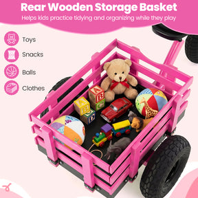 Kids Tricycle with Storage Basket, Carbon Steel Toddler Bike Toys with 15 Inch Inflatable Rubber Tires