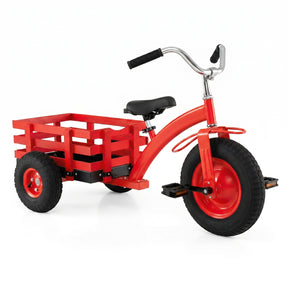 Kids Tricycle with Storage Basket, Carbon Steel Toddler Bike Toys with 15 Inch Inflatable Rubber Tires