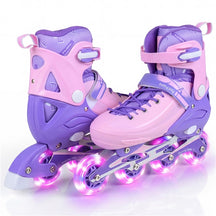 Kids Inline Skates for Boys Girls, 4-Size Adjustable Light-Up Roller Skates with Illuminating Wheels & Safety Support for Beginners Indoor & Outdoor Skating, Ideal Birthday Gift for Toddlers Ages 5-7