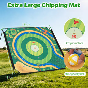 Golf Chipping Game Set, 181 x 181 cm Large Chipping Mat for Indoor & Outdoor Practice