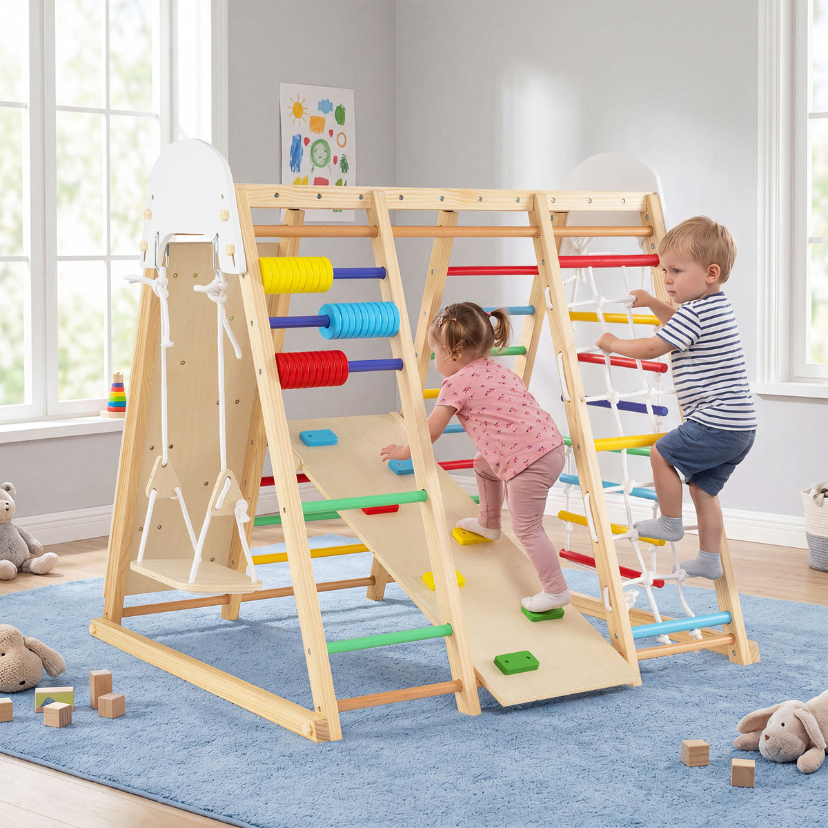 Indoor Jungle Gym for Kids, Foldable Climbing Set