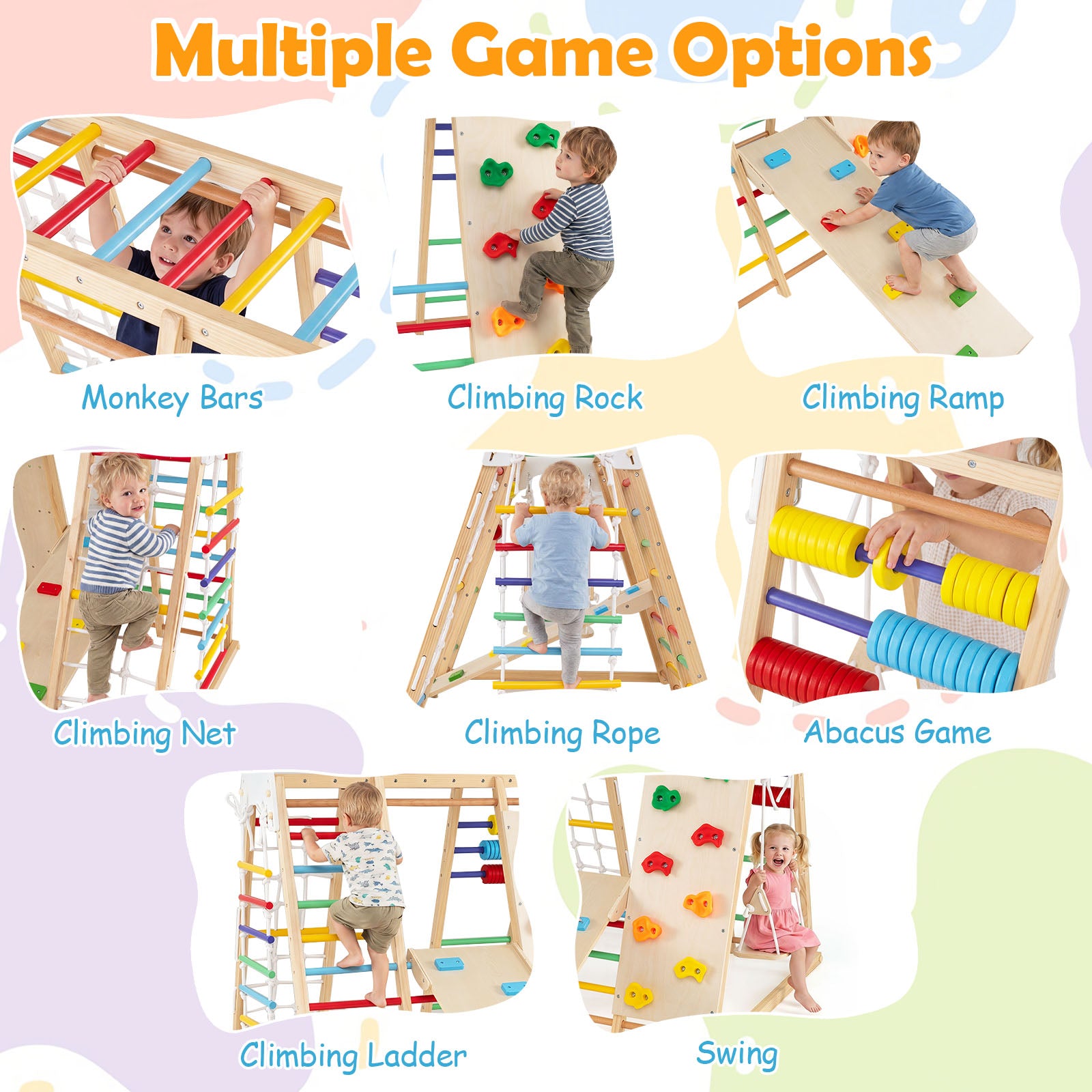 Indoor Jungle Gym for Kids, Foldable Climbing Set