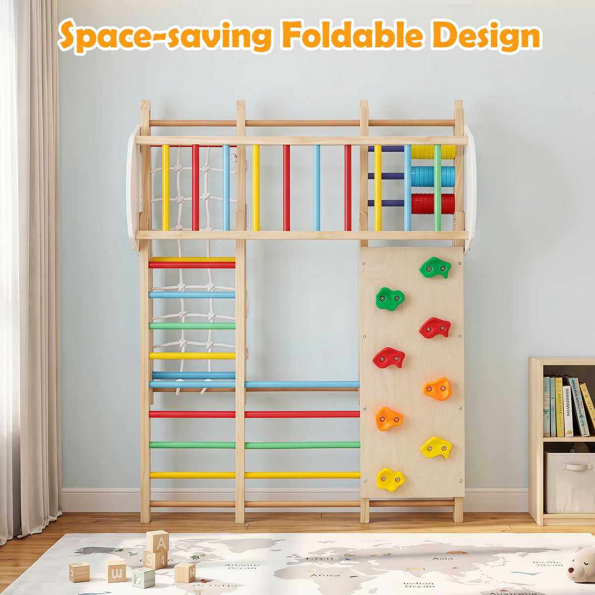 Indoor Jungle Gym for Kids, Foldable Climbing Set