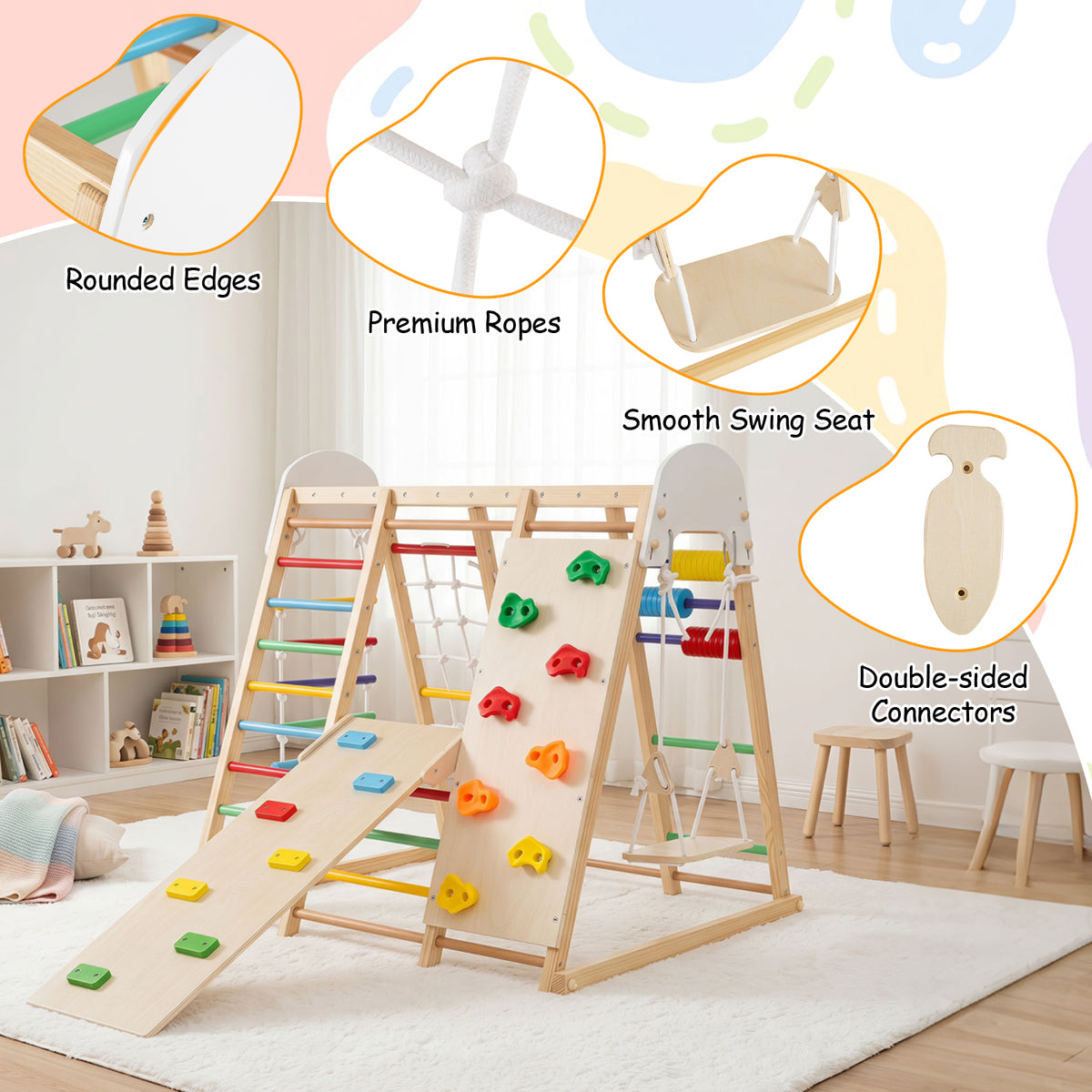 Indoor Jungle Gym for Kids, Foldable Climbing Set