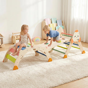 8-in-1 Climbing Toys for Toddlers, Rocket-Themed Montessori Arch Climber