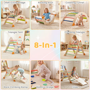 8-in-1 Climbing Toys for Toddlers, Rocket-Themed Montessori Arch Climber