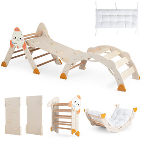 8-In-1 Pikler Triangle Set Rocket Themed, Kids 1+
