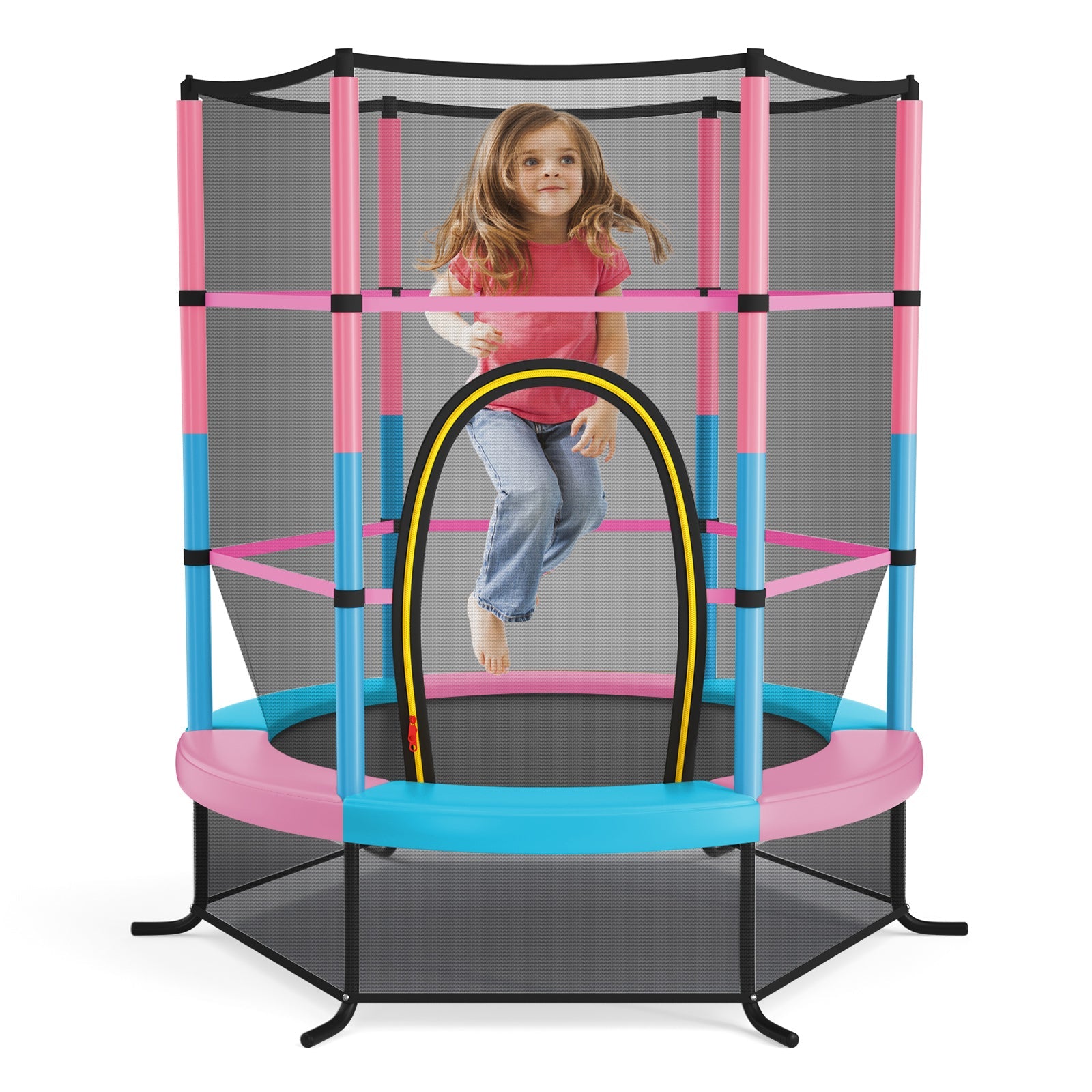 HONEY JOY 5.3FT Kids Trampoline, Toddler Trampoline w/Safe Enclosure Net, Accessories Bag, Jumping Pad