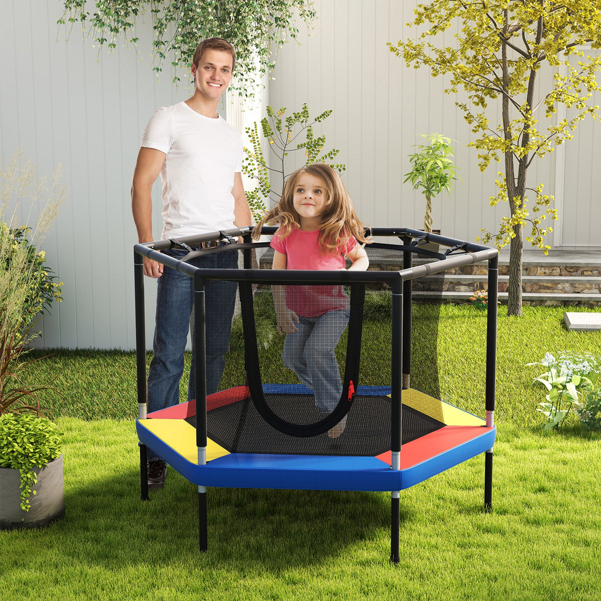 48’’ Mini Trampoline for Kids, Small Toddler Recreational Trampoline