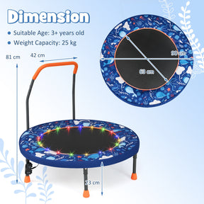 36" Mini Trampoline with 20 LED Lights, Foldable Trampoline for Kids