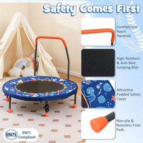 36" Mini Trampoline with 20 LED Lights, Foldable Trampoline for Kids