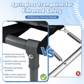 36" Mini Trampoline with 20 LED Lights, Foldable Trampoline for Kids