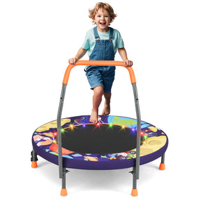36" Mini Trampoline with 20 LED Lights, Foldable Trampoline for Kids