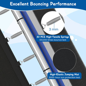 6 FT Kids Trampoline with Swing and Horizontal Bar, Small Rectangle Trampoline