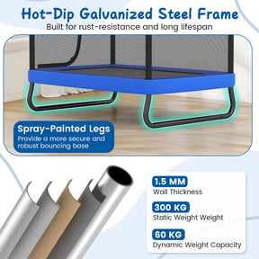 6 FT Kids Trampoline with Swing and Horizontal Bar, Small Rectangle Trampoline