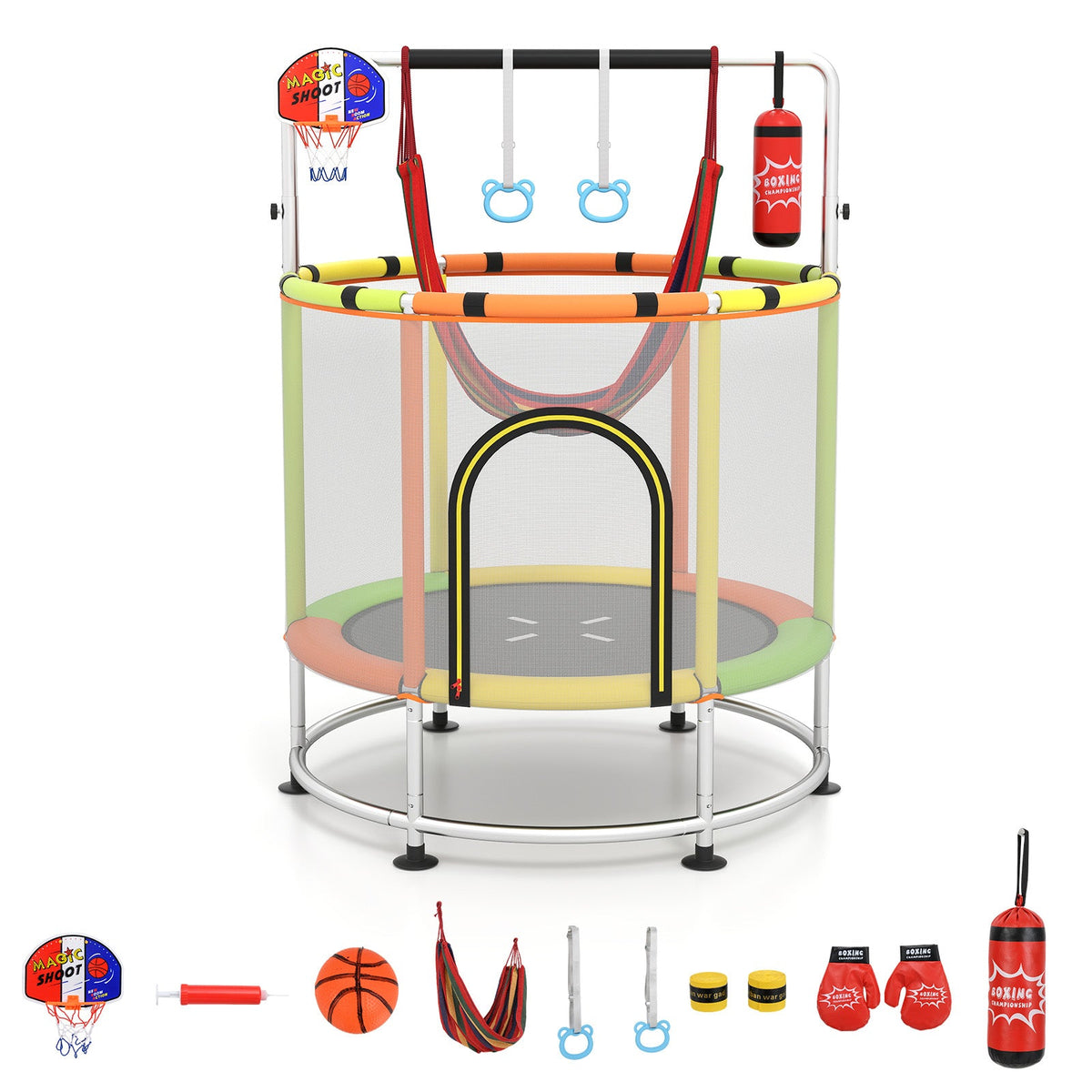 55" Kids Trampoline, Toddler Trampoline for 3-6 Years Old Boys & Girls