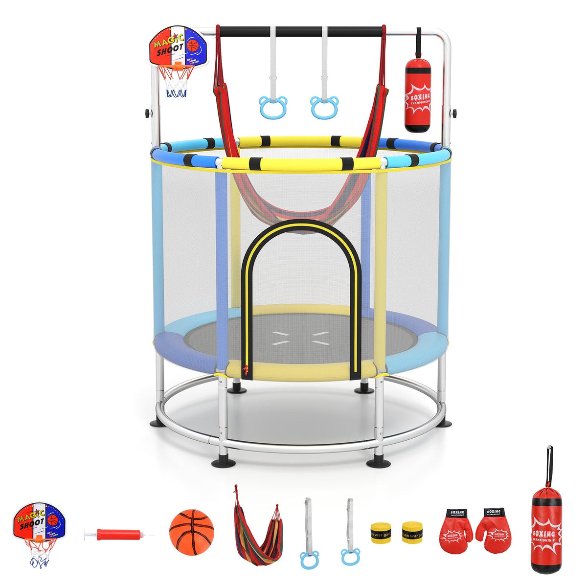 55" Kids Trampoline, Toddler Trampoline for 3-6 Years Old Boys & Girls