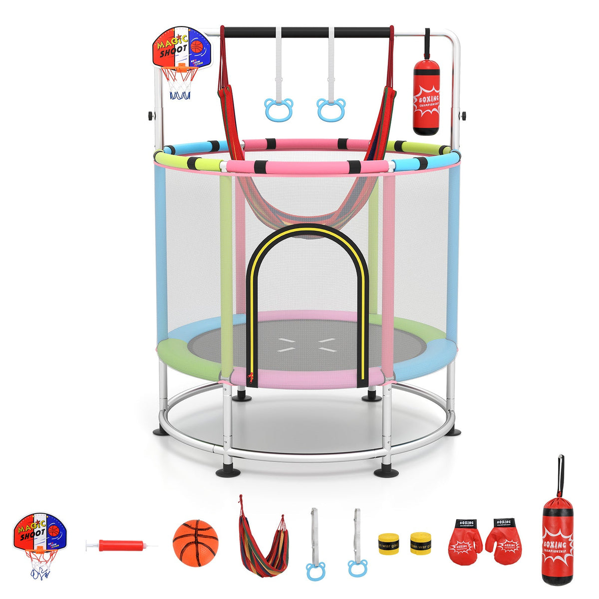 55" Kids Trampoline, Toddler Trampoline for 3-6 Years Old Boys & Girls