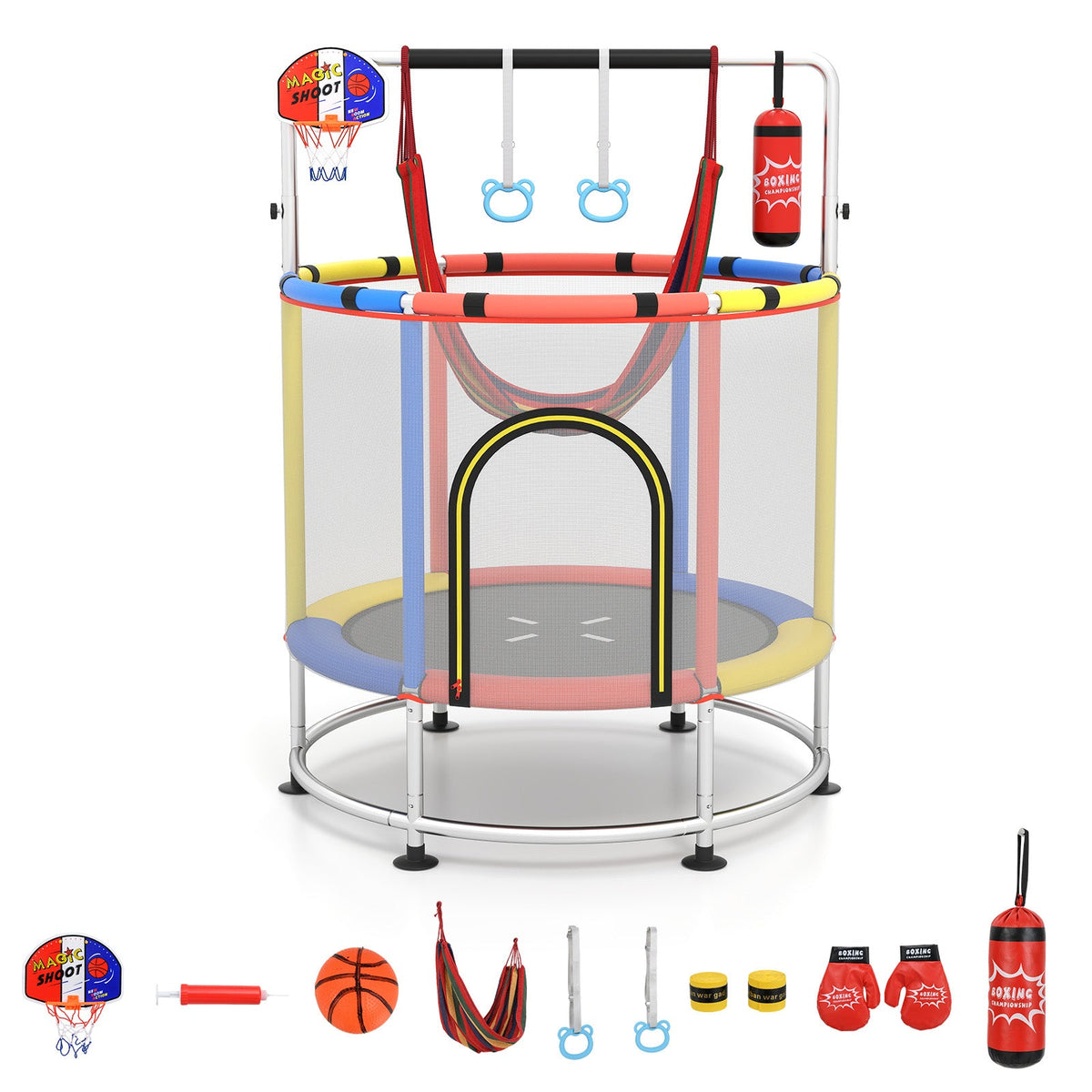 55" Kids Trampoline, Toddler Trampoline for 3-6 Years Old Boys & Girls