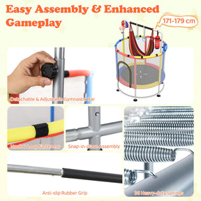 55" Kids Trampoline, Toddler Trampoline for 3-6 Years Old Boys & Girls