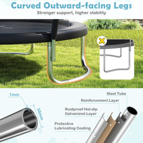 12FT 10FT 8FT Outdoor Trampoline, Heavy-Duty Recreational Trampoline with Safety Enclosure Net