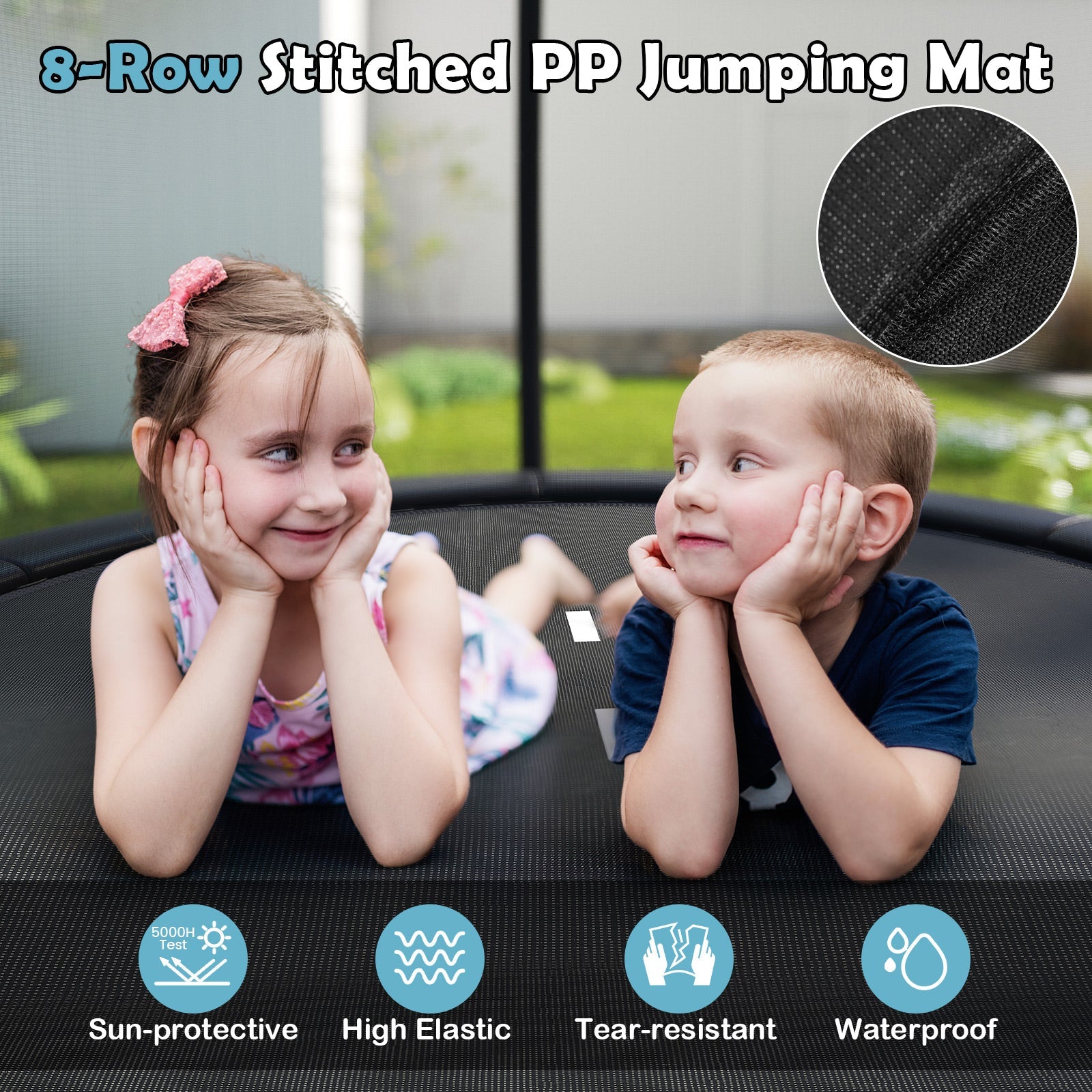 12FT 10FT 8FT Outdoor Trampoline, Heavy-Duty Recreational Trampoline with Safety Enclosure Net