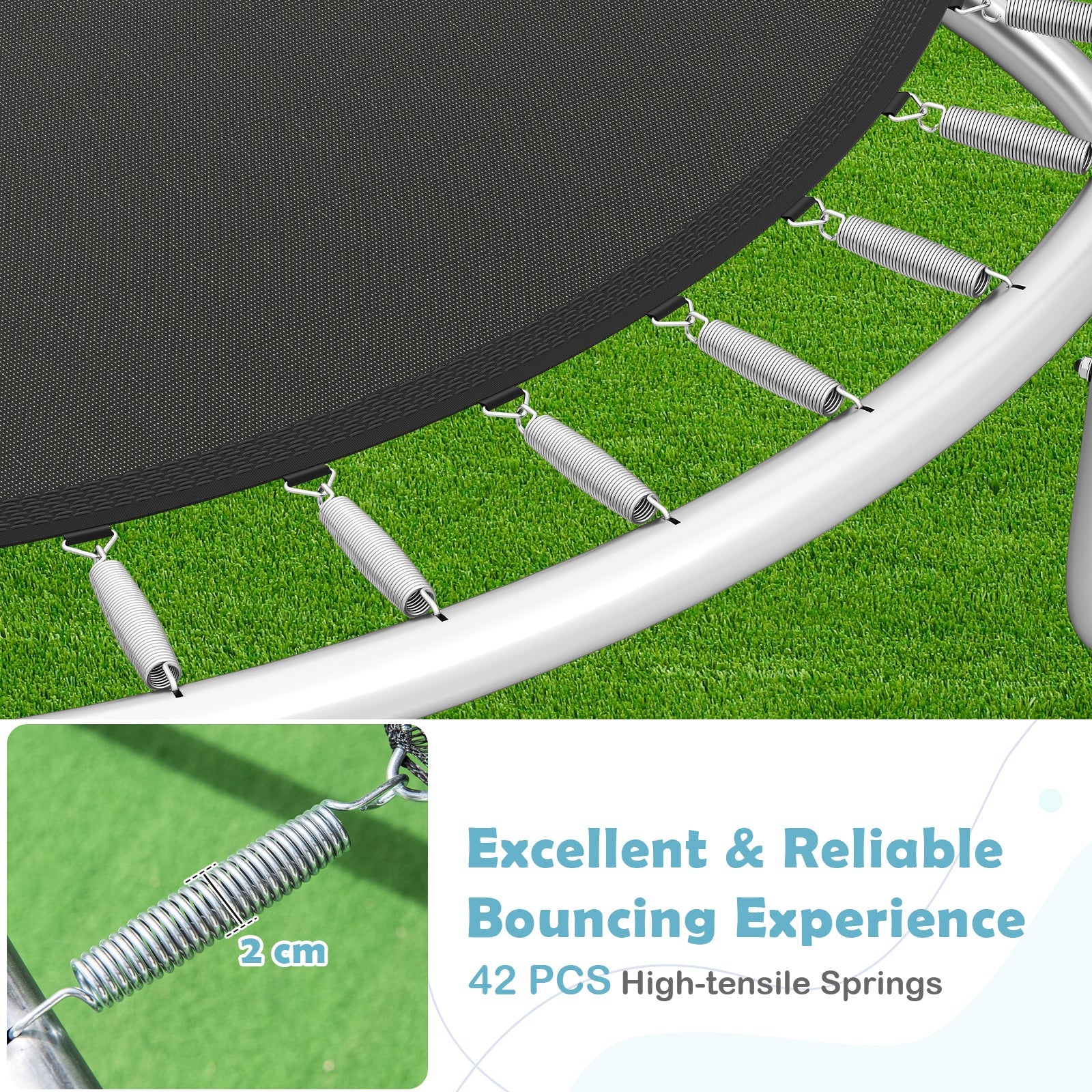 12FT 10FT 8FT Outdoor Trampoline, Heavy-Duty Recreational Trampoline with Safety Enclosure Net