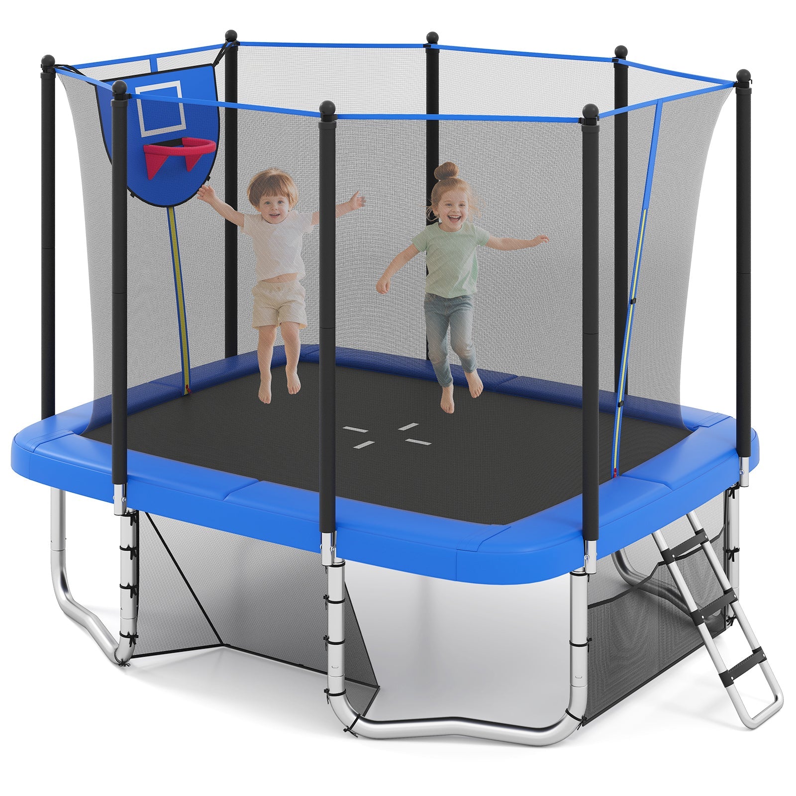 Rectangle Outdoor Trampoline, 10 x 8 FT Heavy-Duty Trampoline for Kids and Adults