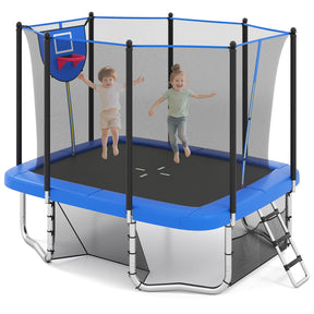 Rectangle Outdoor Trampoline, 10 x 8 FT Heavy-Duty Trampoline for Kids and Adults