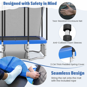 Rectangle Outdoor Trampoline, 10 x 8 FT Heavy-Duty Trampoline for Kids and Adults